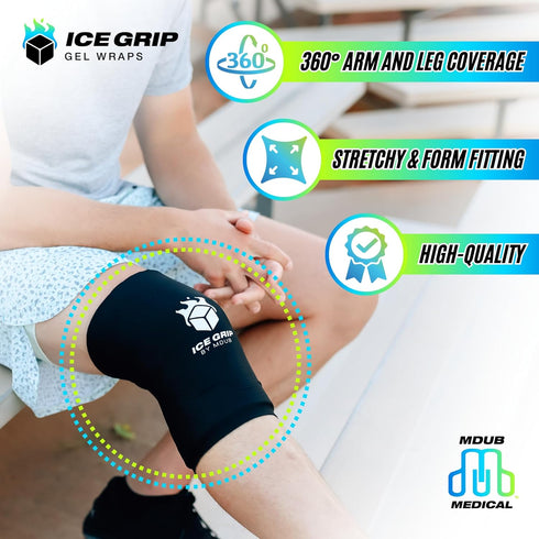 Hot & Cold Therapy Ice Sleeve (Large) - Reusable Gel Pack for Recovery & Pain Relief for Knee, Calf, Elbow, Ankle, Arm,