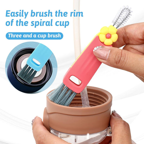 Qianyu 3 Pack 3 in 1 Cup Lid Cleaning Brush Set, Multifunctional Insulation Bottle Cleaning Tools for Home Kitchen