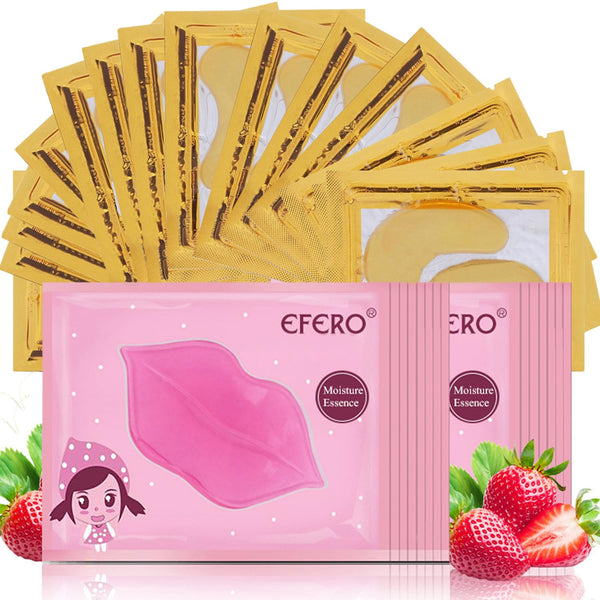 Eakroo 30 Pairs Lip Masks & Eye Mask, Under Eye Patches for Puffy Eyes, Dark Circles, Revitalizing Skin