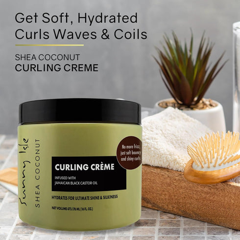Sunny Isle Shea Coconut Curling Creme, 16OZ (Pack of 1), Infused with Jamaican Black Castor Oil