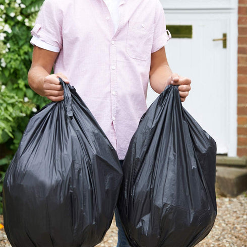 65 Gallon Trash Bags, 25 Pack, Extra-Large Black Heavy Duty Trash Can Liners for Indoor and Outdoor Use