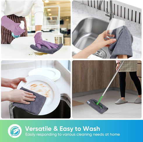 HOMEXCEL Microfiber Cleaning Cloth Grey, 12 Pack Premium Towels for Cars, Lint Free, Highly Absorbent Reusable Rags