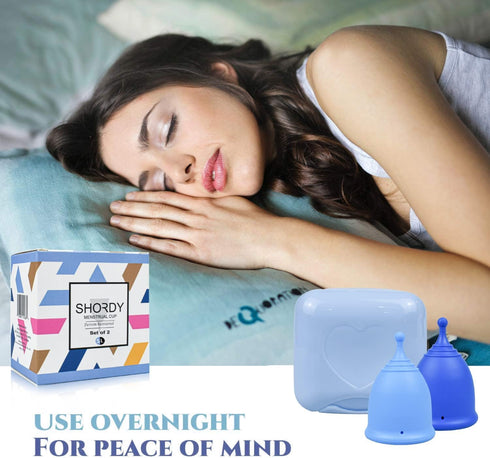 Set 2(Small+Large) 12 SHORDY Menstrual Cups of with Box Soft Menstrual Cup & Flexible Period Cups for Women Upto Hours