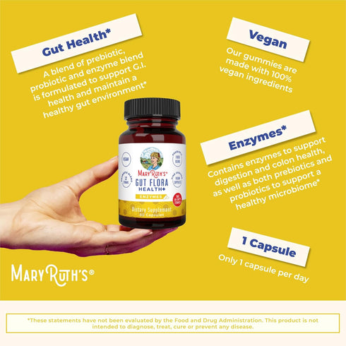 MaryRuth Organics Gut Flora Health+ Enzymes, 60 Capsules for Digestive Support & Healthy Gut Biome