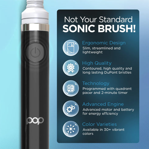 Pop Sonic Electric Toothbrush, Black Travel Toothbrush with AAA Battery, Kids Electric Toothbrush with 2 Speed