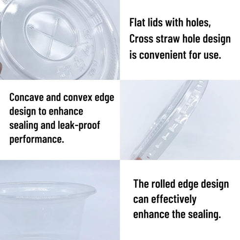 Qinsihwn 50 Pack 8 OZ Disposable Plastic Cups with Lids,Clear Portion Cups with Flat Lids,Disposable Clear Ice Cream