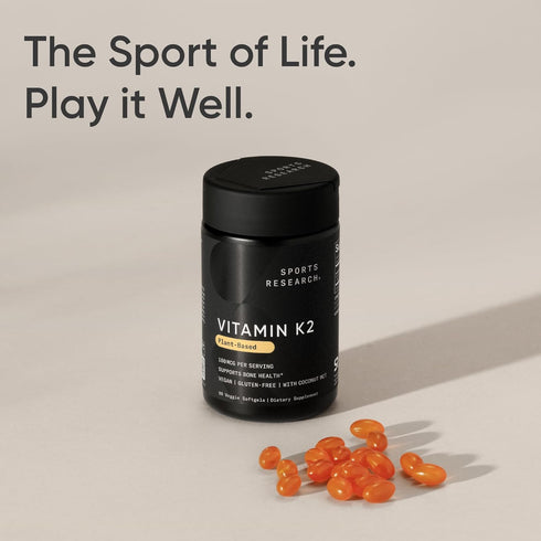 Sports Research Vitamin K2 as MK-7, 100mcg, 60 Veggie Softgels, Vegan Certified, Non-GMO