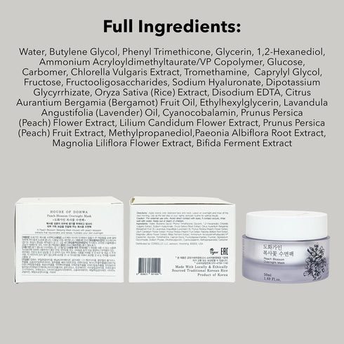 Peach Blossom Overnight Mask with Vitamin C, Rejuvenating and Hydrating, Product of Korea - 1.69 fl. Oz