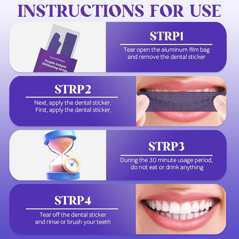 TVUGHGI Purple Teeth Whitening Strips for Surface Stain Reduction and Natural Shine Gentle Purple Teeth Whitening