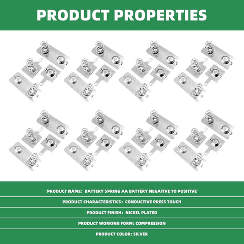 LJZP 100 12x12mm 12x26.5mm, Pairs Battery Springs AA Battery Negative to Positive Conversion Spring Contact Nickel