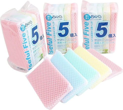 Sponge Individually Wrapped, Kitchen Dishwashing Sponge, Mesh Net Scouring Pad, Odor-Free Sponge Wipes Suitable for Travel Apartments (Multicolor Pack of 10) by KRIZJUES