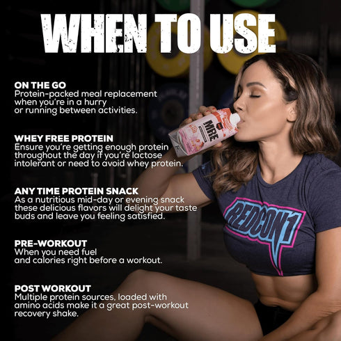 REDCON1 MRE Ready to Drink Protein Shakes, Cookies & Cream - 12 Pack Lactose & Whey Free Nutritional Shake