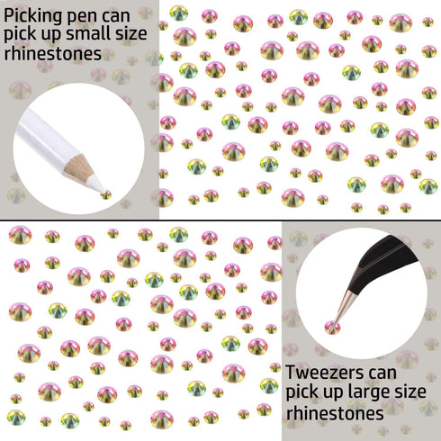 LPBeads 3456 Pieces Crystal Rhinestones - 6 Sizes Flat Back Round for Crafts Nails Art DIY