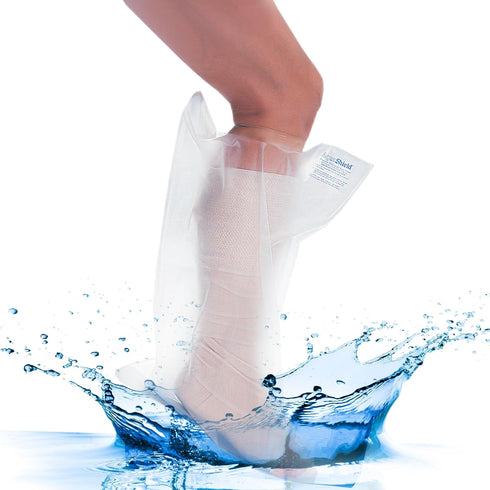 Waterproof Adult Half Leg Cast & Bandage Protector, Reusable, Non-slip Sole, Made in USA
