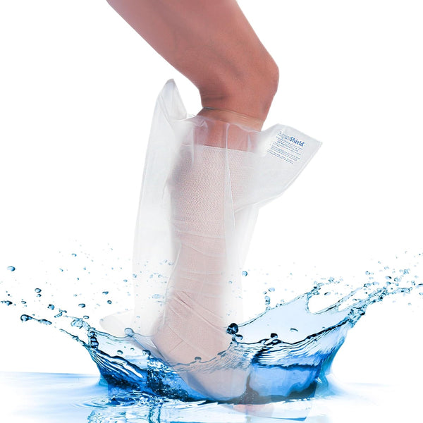 Waterproof Adult Half Leg Cast & Bandage Protector, Reusable, Non-slip Sole, Made in USA