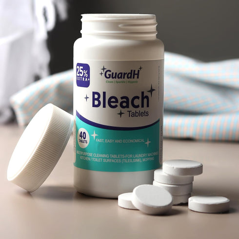 Bleach Tablets, 40 Count - Multipurpose Cleaning for Laundry, Kitchen, Bathroom Tiles, Toilet Bowls