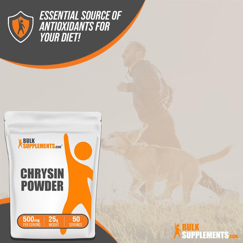 BulkSupplements.com Chrysin Powder - Gluten Free Antioxidants Supplement, 500mg per Serving, 50 Servings, 25g (0.88 oz)