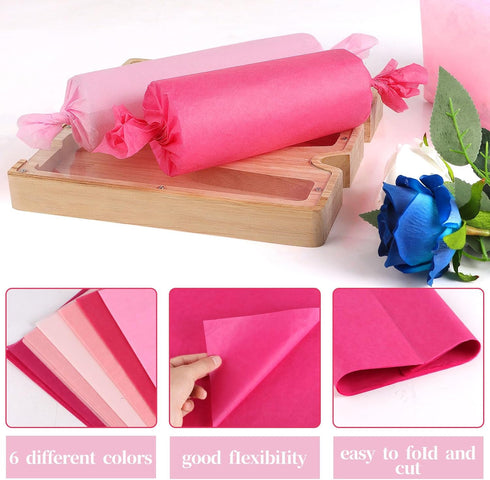 CCINEE 90 Sheets Pink Tissue Paper Bulk, Gift Wrapping Paper for DIY Valentine's Day and Birthday