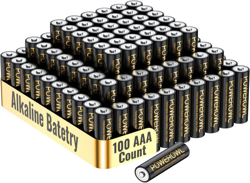 POWEROWL High-Capacity Alkaline AAA Batteries 100 Pack, 1.5v Long Lasting Triple A Battery,