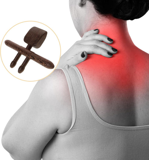 Tofficu Wooden Neck and Back Massager Stick for Fatigue Relief, Handheld Chicken Wing Wood Pressure Point Tool