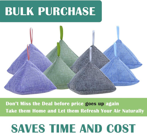 8 Pack Charcoal Bamboo Bags, Nature Fresh Activated Charcoal Odor Absorber Eliminator Bag, 200g Each