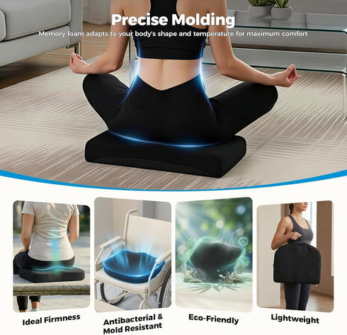(16.9x15), Tailbone Tsumbay Firm Support Coccyx Cushion for Office Chair - Orthopedic Memory Foam, Standard Size Pain