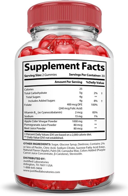 Tummy Gummies 1000MG Tummy Gummies B12 60 Gummys Justified Laboratories Trim Keto ACV Advanced Formula Trim Keto Apple