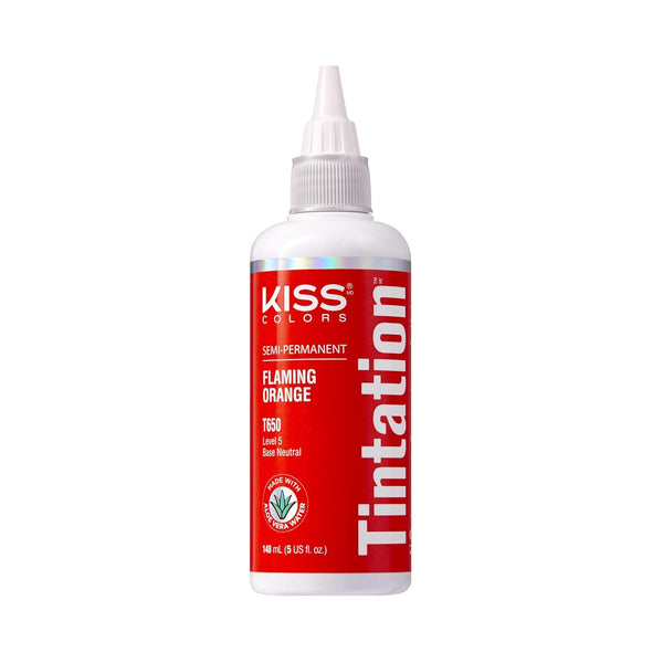 Red by Kiss Tintation Semi-Permanent Hair Color, Aloe Vera Water Based, Long-Lasting Dye with Argan Oil, Flaming Orange