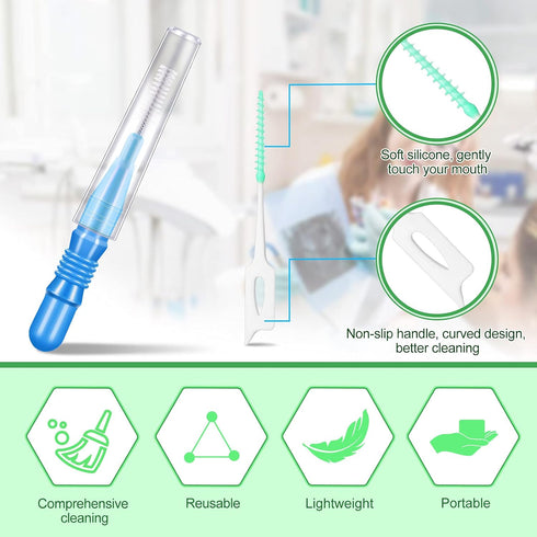 350 Pieces Interdental Brush Tooth Floss Tooth Cleaning Tool, Soft Dental Picks Refill Dental Flosser (Blue, Red)