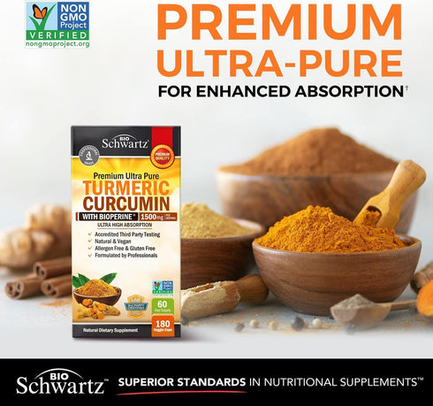 Turmeric Curcumin with Black Pepper Extract 1500mg – High Absorption Ultra Potent Supplement for Joint Support, 180