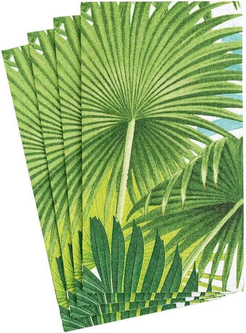 Caspari Palm Fronds Paper Guest Towel Napkins in White - Two Packs