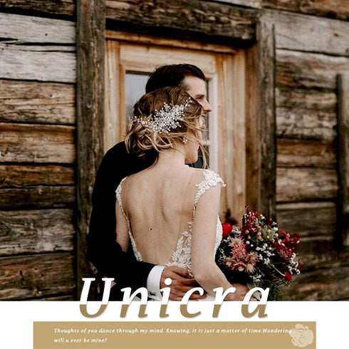 Unicra Bride Flower Wedding Hair Vine, Crystal Bridal Piece Rhinestone Jewelry Bead Headpiece for Women