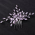 Women Dainty Simple Full Rhinestones Hair Comb, Luxurious Bridal Side Hair Accessories (Light Purple)