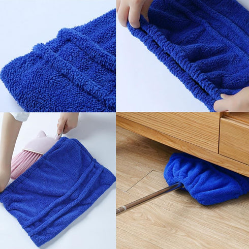 NentMent 2 Pack Broom Pads to Baseboard Cleaner Tool Sweep Broom Cloth Cover Reusable Microfiber Broom Sweeping Refill