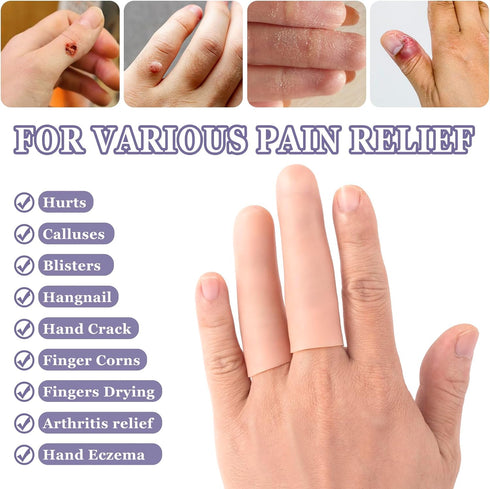 ANCIRS 10pcs Gel Finger Support Protector Caps, Silicone Fingertips for Cracking, Eczema, and Arthritis Relief
