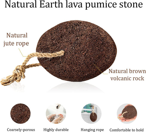 Natural Earth Lava Pumice Stones for Feet - Pack of 2 - Callus Remover for Heels, Palm, Foot Care