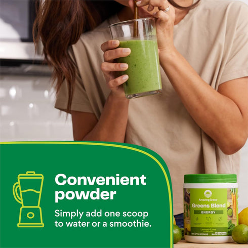 Amazing Grass Greens Blend Energy Smoothie Mix, Super Greens Powder with Matcha Green Tea, 30 Servings