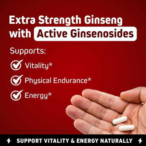 Herbtonics Korean Red Panax Ginseng 1500mg - Energy Supplement for Focus & Vitality - 120 Vegan Capsules