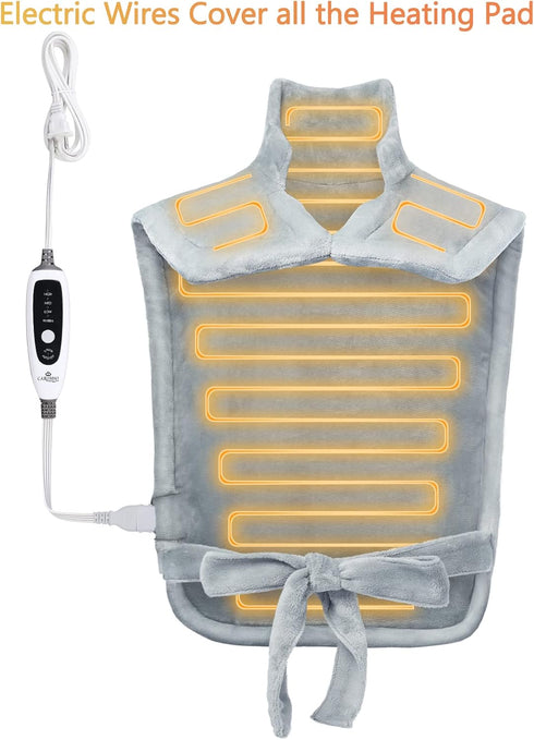 CAROMIO Large Heating Pad for Neck and Shoulders, Weighted Electric Heating Pad with Auto Shut Off, 4 Heat Settings