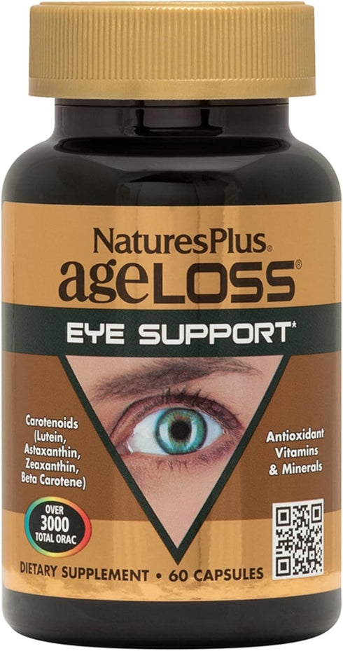 Natures Plus AgeLoss Eye Support, 60 Capsules with Lutein, Astaxanthin & Zeaxanthin