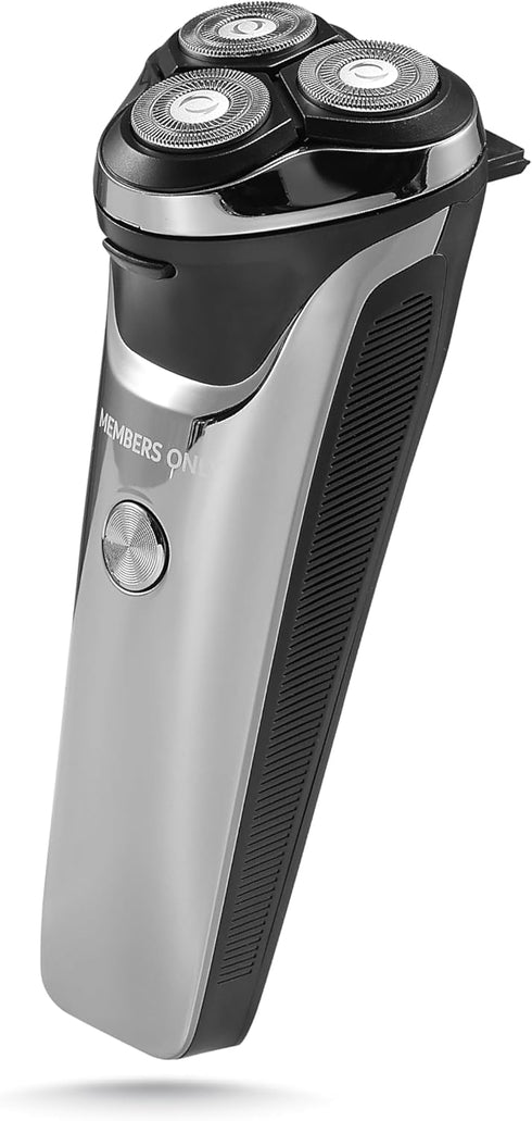 MEMBERS ONLY Electric Razor for Men, Lithium Metallic Cordless Rotary Shaver with 3 Heads, Precision Trimming, IPX6