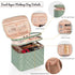 OCHEAL Large Double Layer Makeup Bag, Vertical Storage Cosmetic Case for Women/Girls with Multiple Compartments-Green