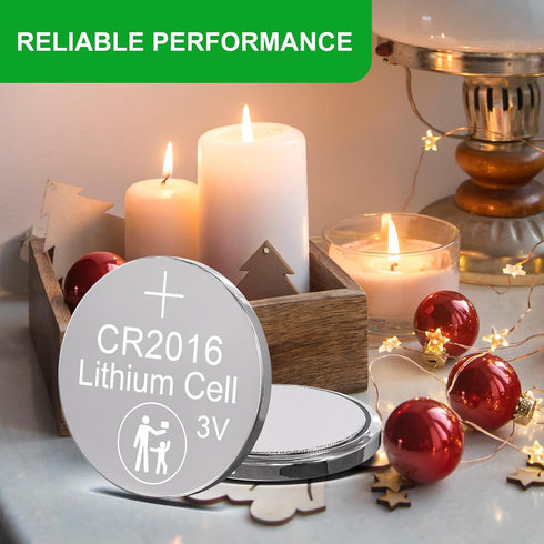 CR2016 3V Lithium Battery 100 Pack, Key Fob Battery for Car Remote
