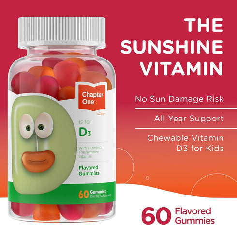 Zahler - Chapter One Vitamin D 3 1000 IU Gummies (60 Flavored Gummies) - Certified Kosher Chewable Vitamin D3 Gummies for Kids & Adults - Vit D3 Supplements - Made in USA Vitamin D Gummies