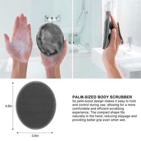INNERNEED Soft Silicone Body Cleansing Brush, Gentle Exfoliating Shower Scrubber for All Skin Types, Gray