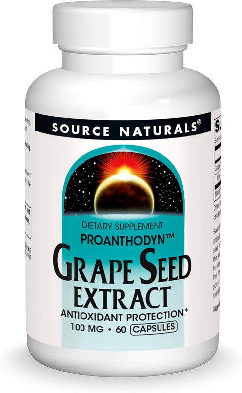 Source Naturals Grape Seed Extract 100 mg, Protects & Supports Healthy Aging Brain* - 60 Capsules