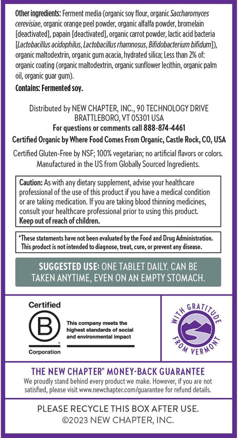 New Chapter Men's Multivitamin 40 Plus for Energy, Heart, Prostate + Immune Support, 72 ct, Organic Vegetables & Herbs