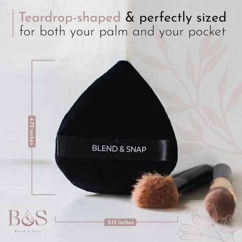 BLEND & SNAP Large Velour Triangle Makeup Puff for Flawless Coverage, Blotting Sponge for Foundation & Concealer