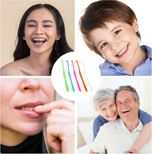 5 Pcs Single End Tufted Toothbrush, Interspace Tapered Trim Tooth Cleaner for Orthodontic Detail Cleaning