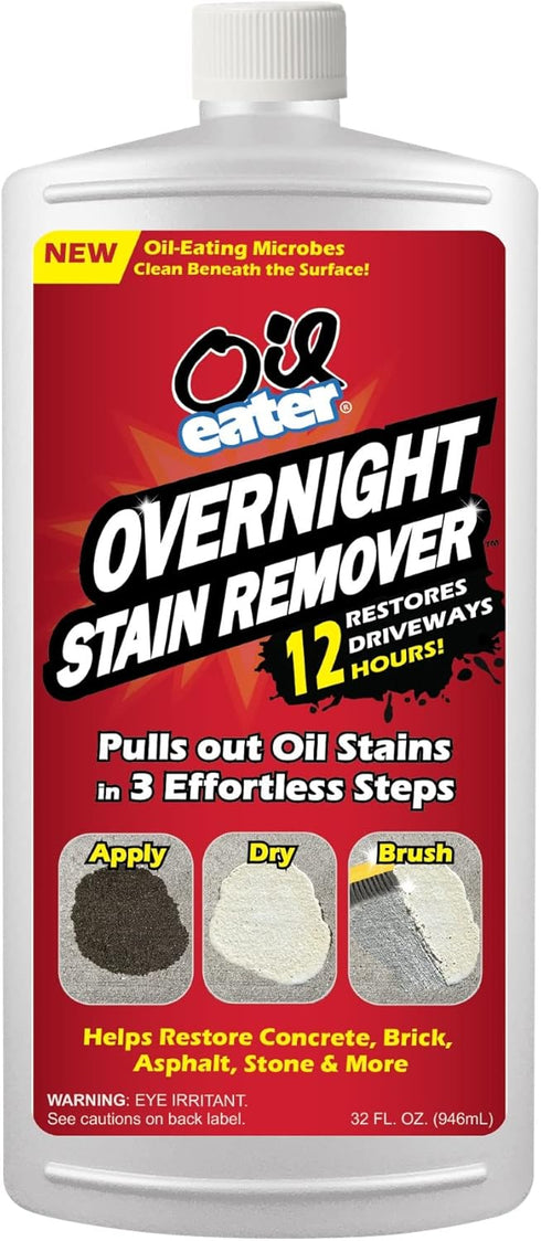Overnight Stain Remover for Cleaning Oil Stains on Concrete, Driveway, Pavers & Garage Floors (White)